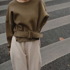 Commense Brown Belted Sweatshirt size Small